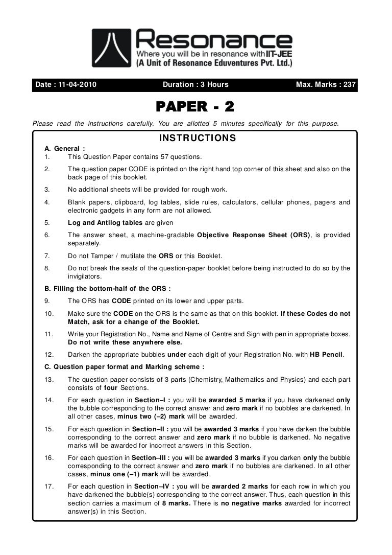 Jee Main 2013 Model Question Paper Pdf